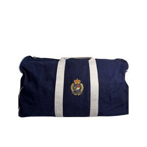Ralph Lauren Vintage Navy Blue Canvas Duffel Bag White Straps/Embroidered Crest